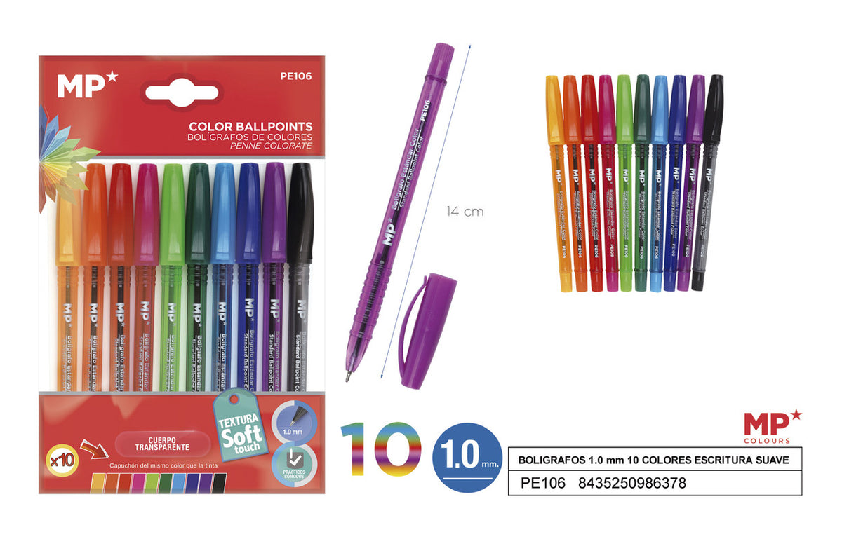 Bolígrafos purpurina 10 colores