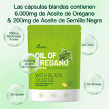 Aceite de orégano 300 cápsulas con aceite. Semilla negra ￼