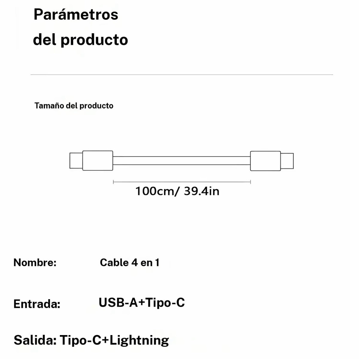 Cable usb tipo c a tipo c 4en1 de 240w