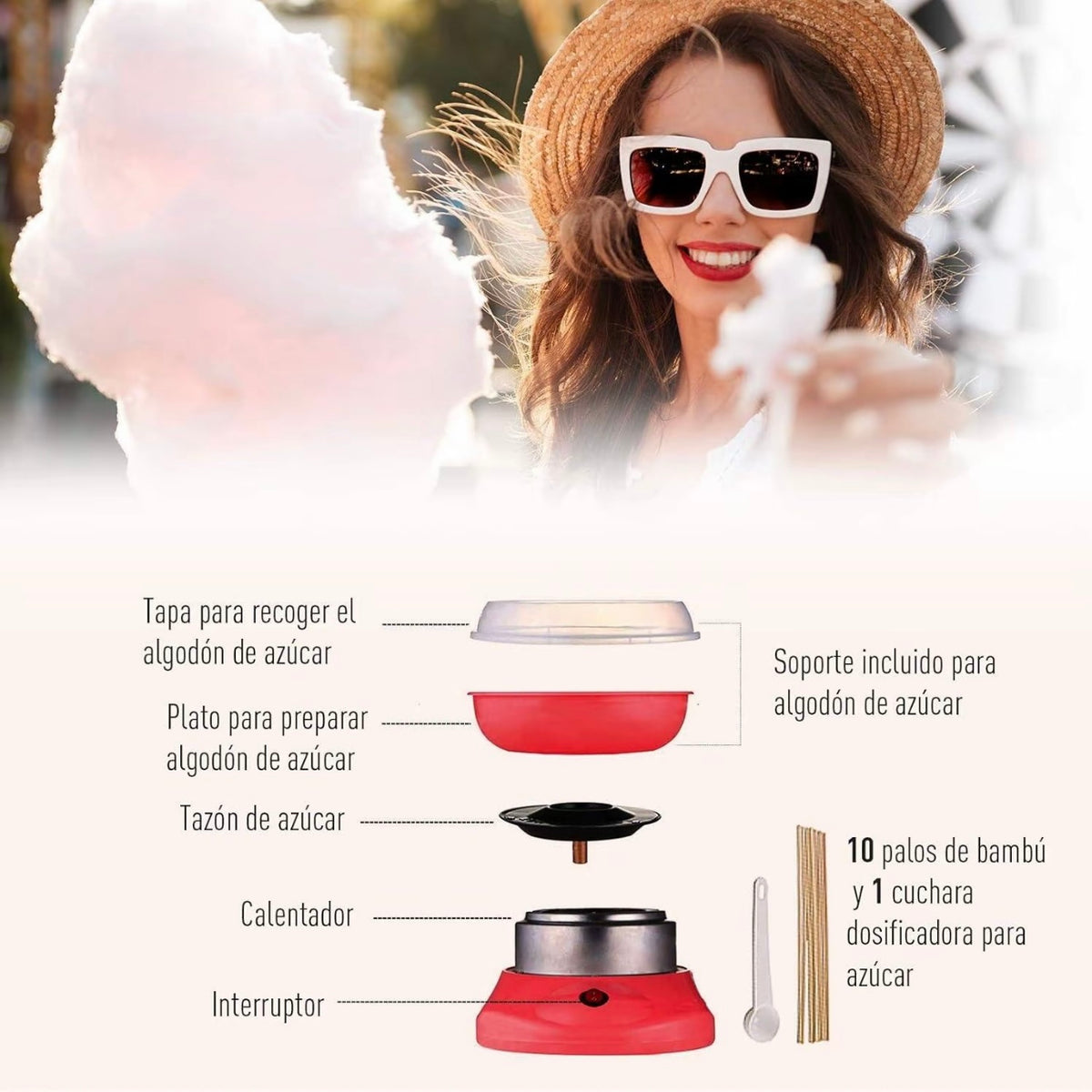 Máquina de algodón de azúcar 550W￼