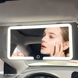 Espejo de maquillaje LED para coche