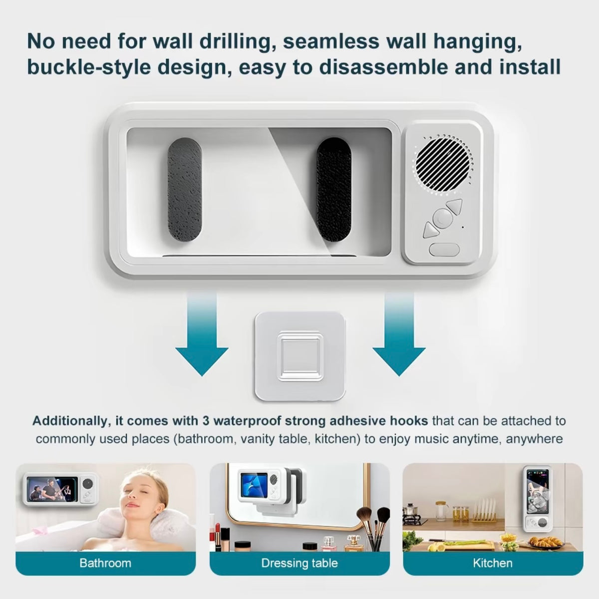 Altavoz caja impermeable, baño impermeable 360 °