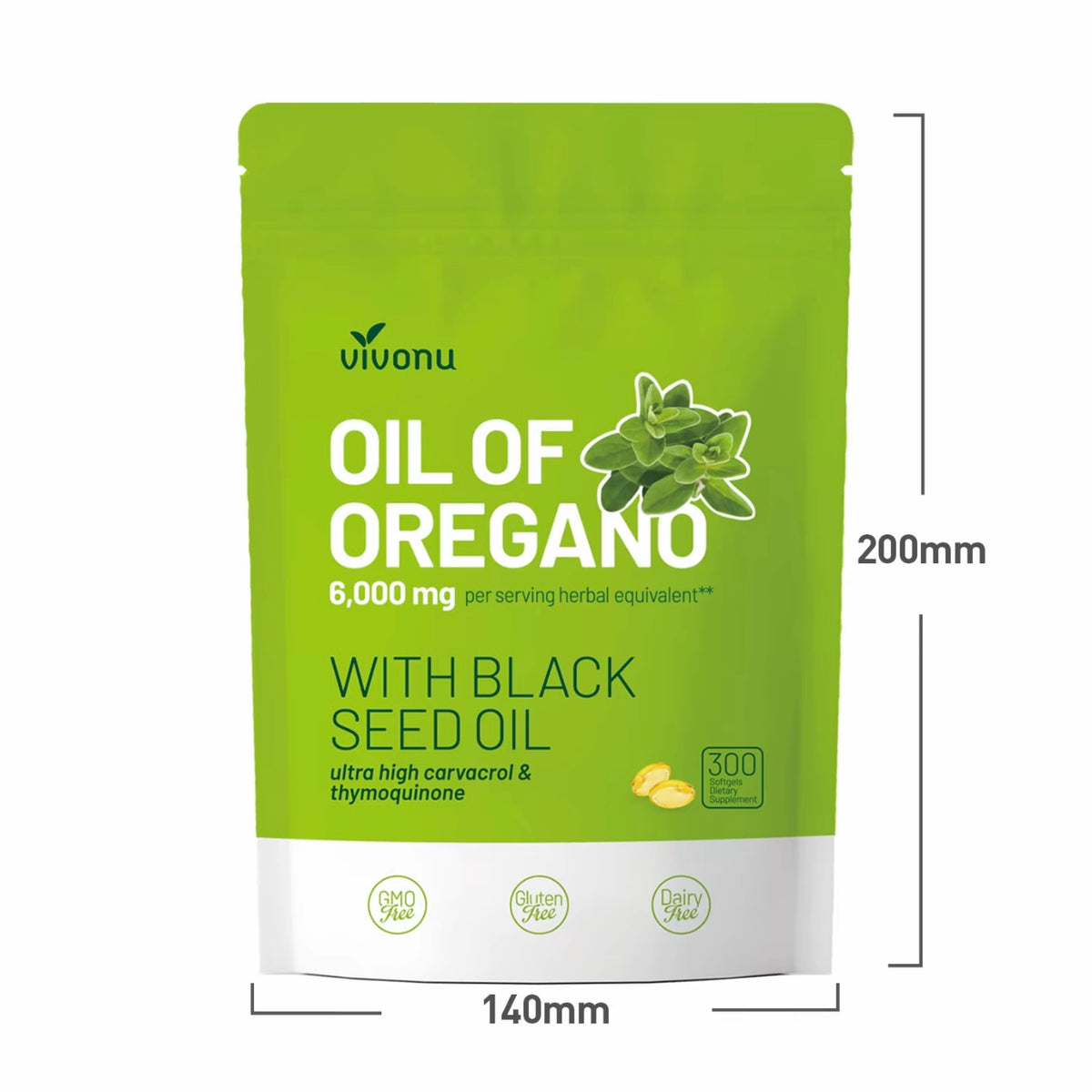 Aceite de orégano 300 cápsulas con aceite. Semilla negra ￼