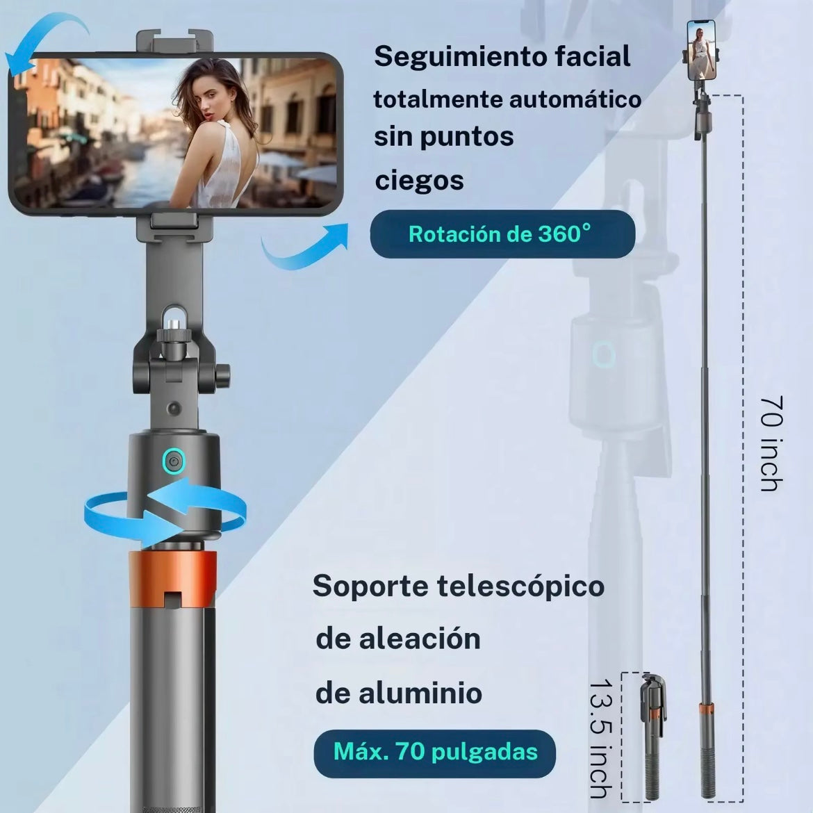Palo selfie trípode con seguimiento