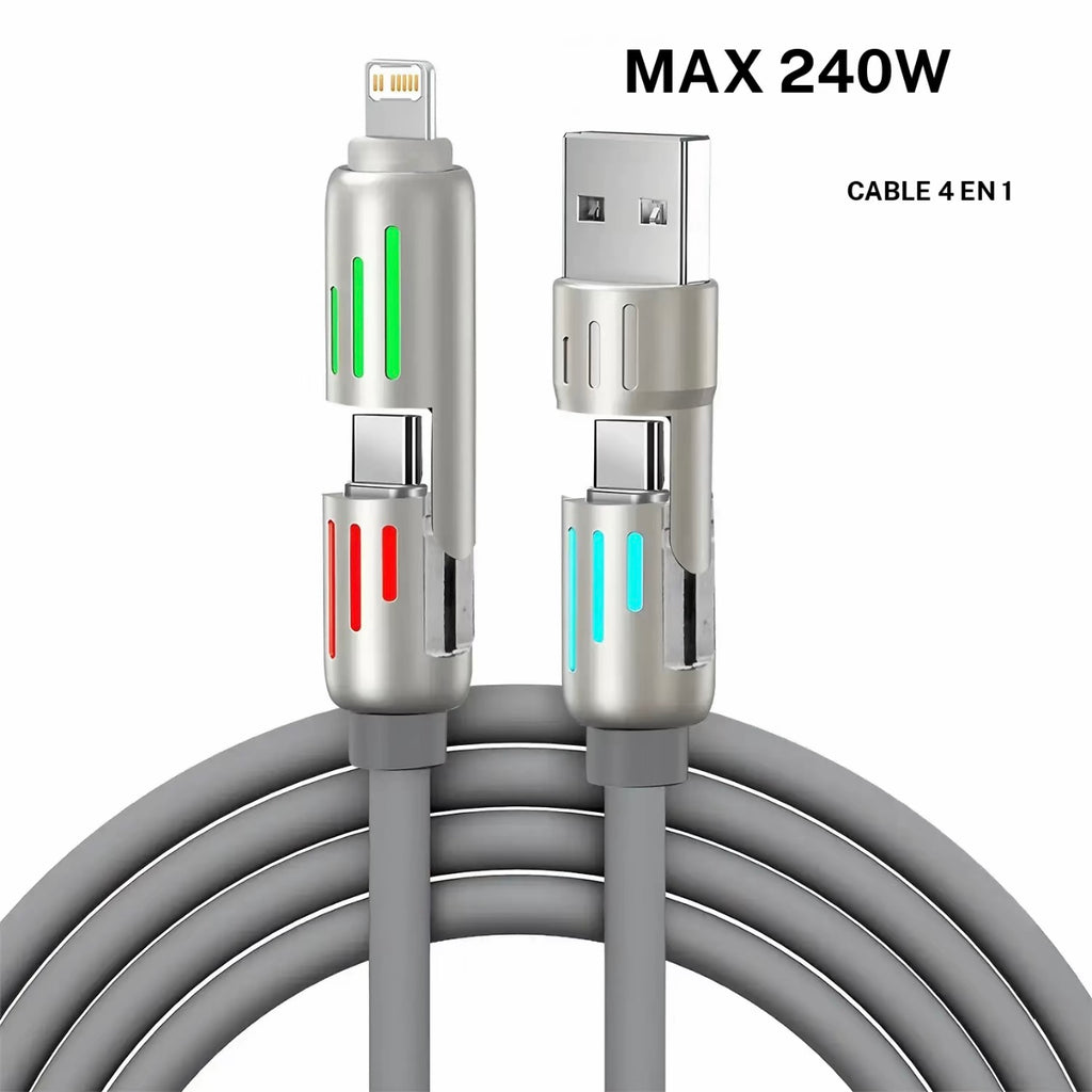 Cable usb tipo c a tipo c 4en1 de 240w
