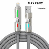 Cable usb tipo c a tipo c 4en1 de 240w