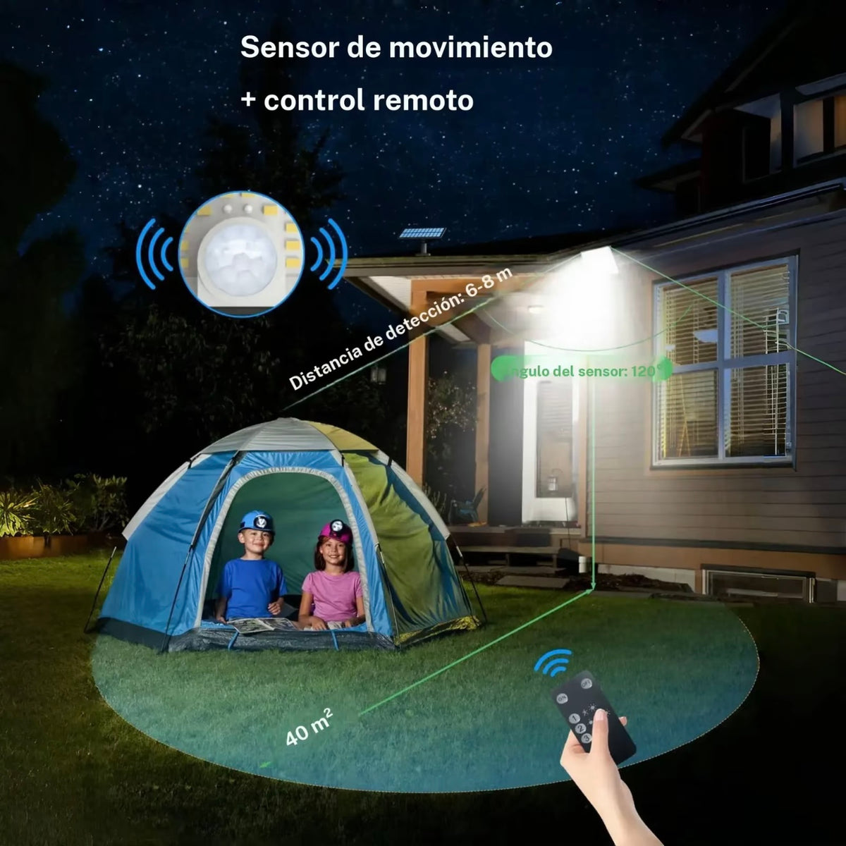Luz led solar para exteriores con sensor