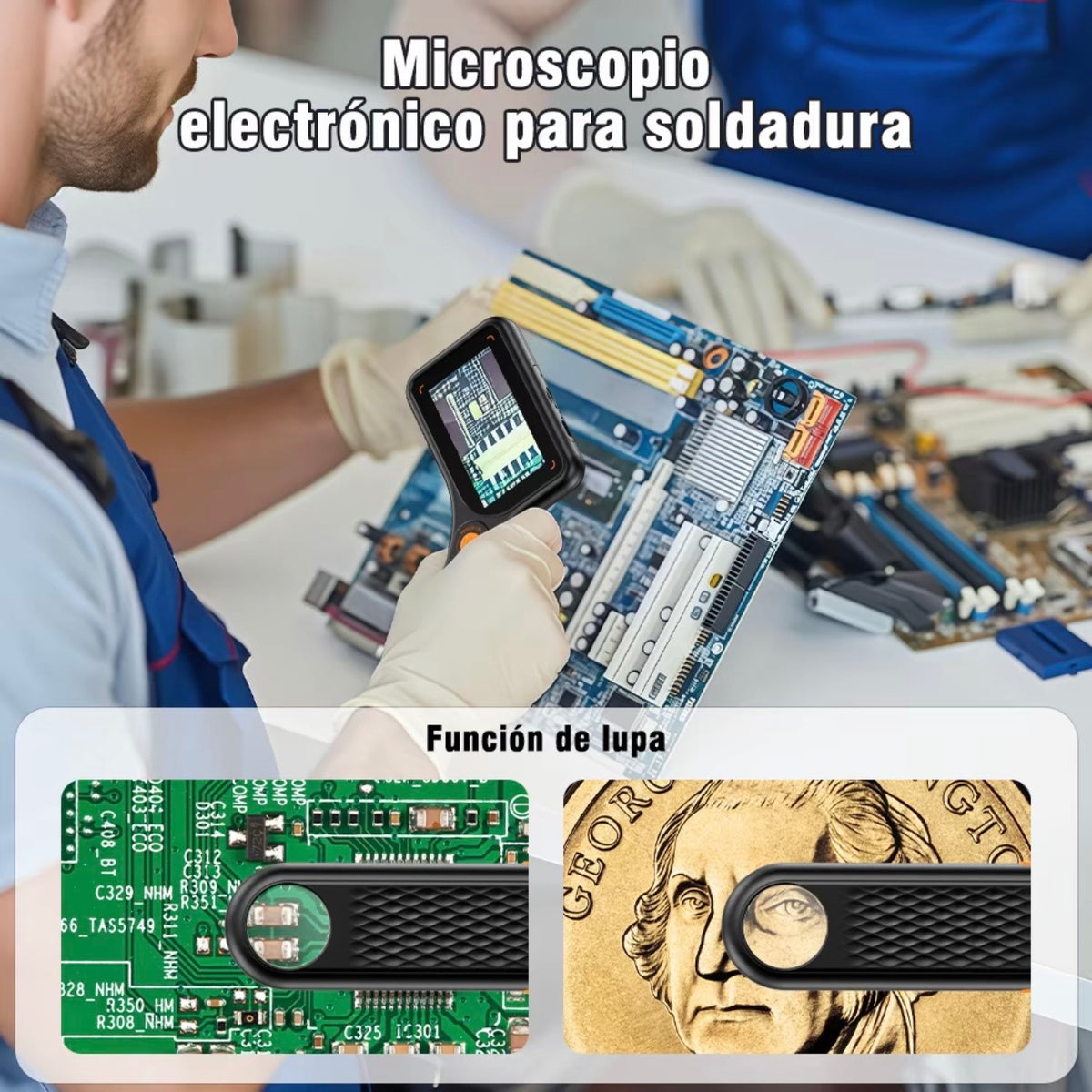 INSKAM Lupa de mano con luzlupa de lectura rectangular de 500X