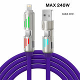 Cable usb tipo c a tipo c 4en1 de 240w