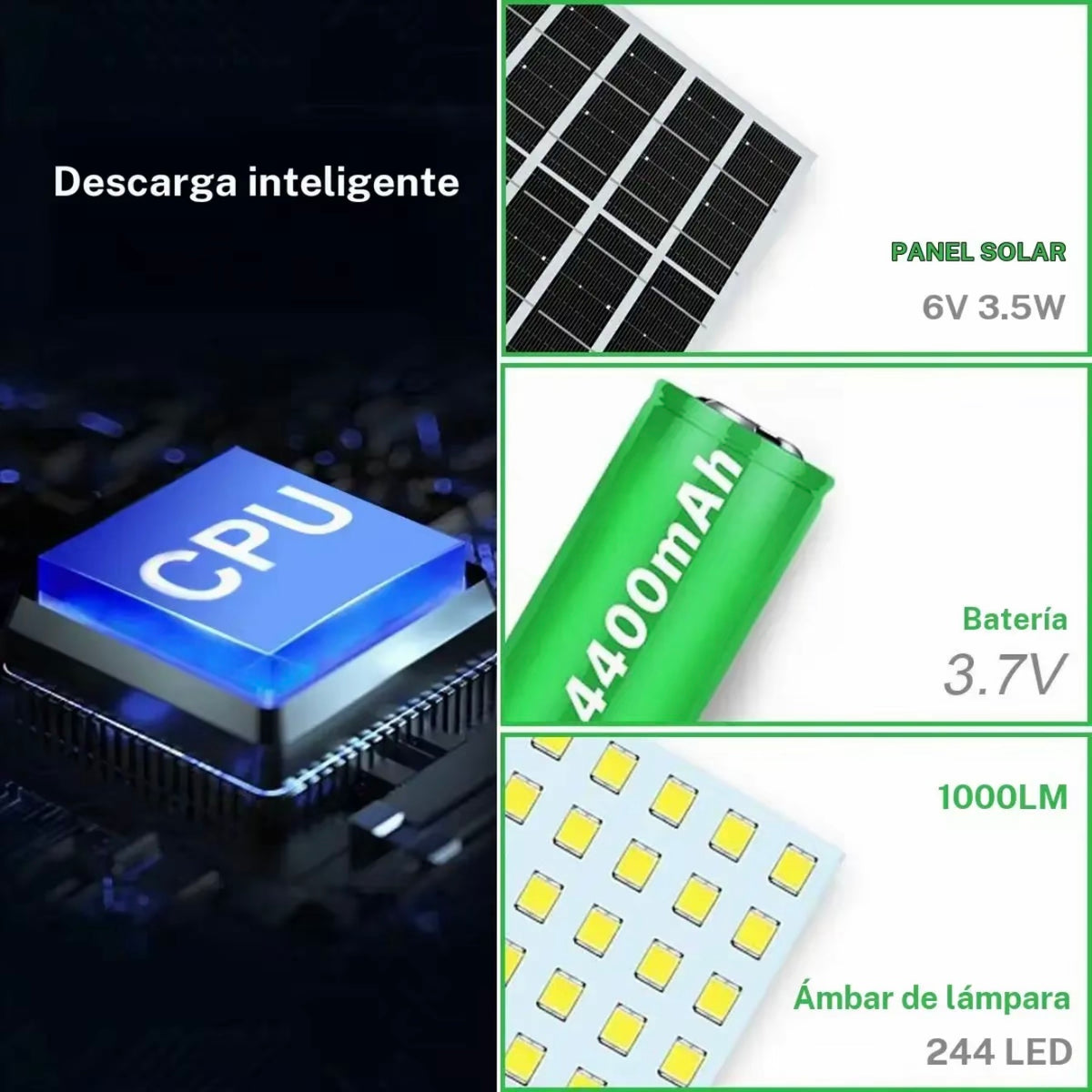 Lámpara solar con 5m cable