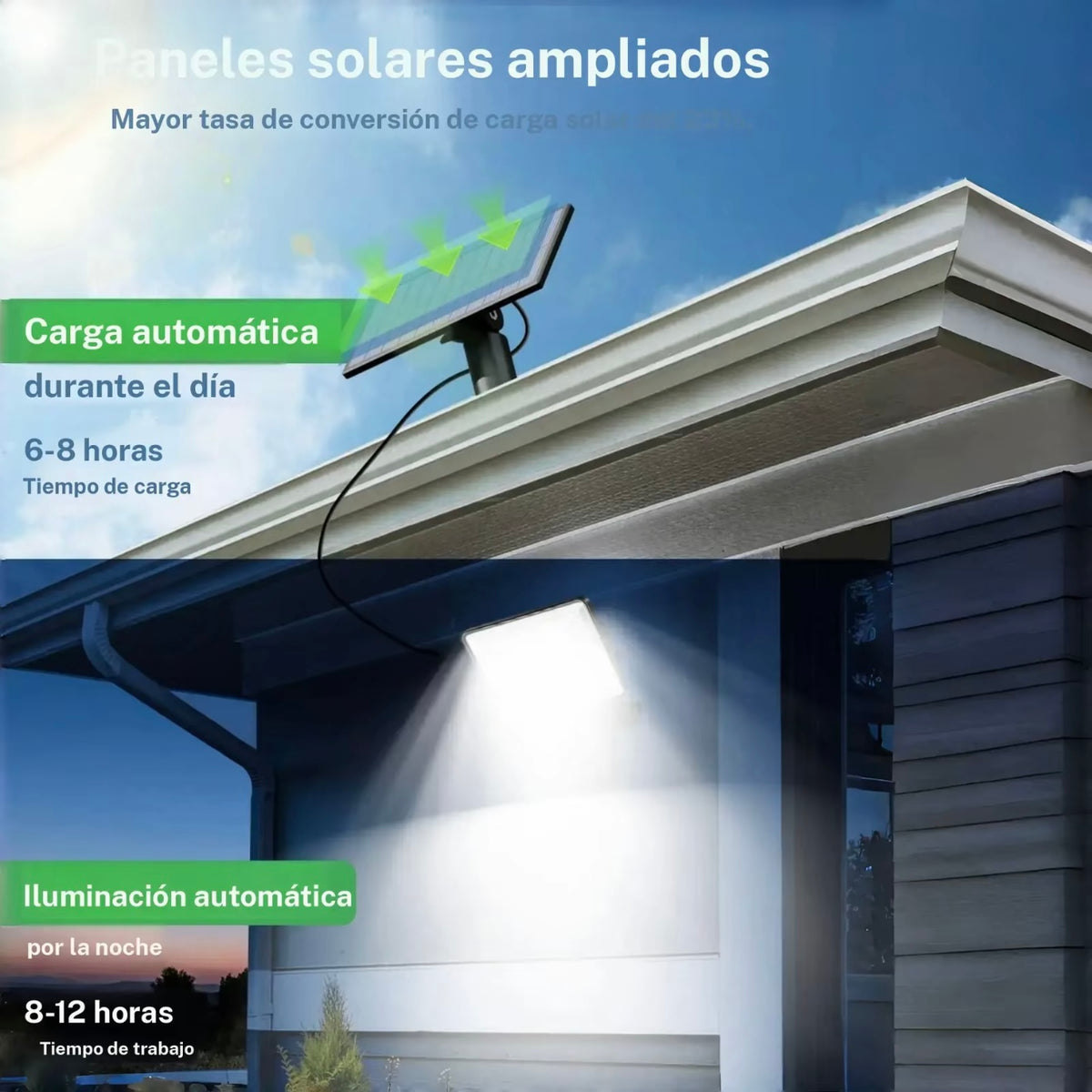 Luz led solar para exteriores con sensor