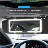 Espejo de maquillaje LED para coche