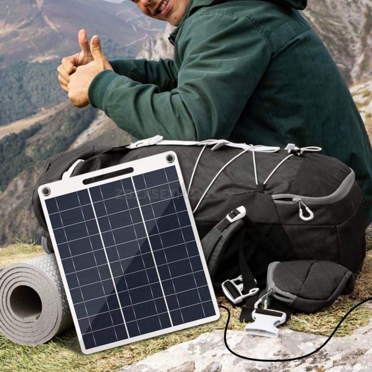 Panel solar flexible doble usb