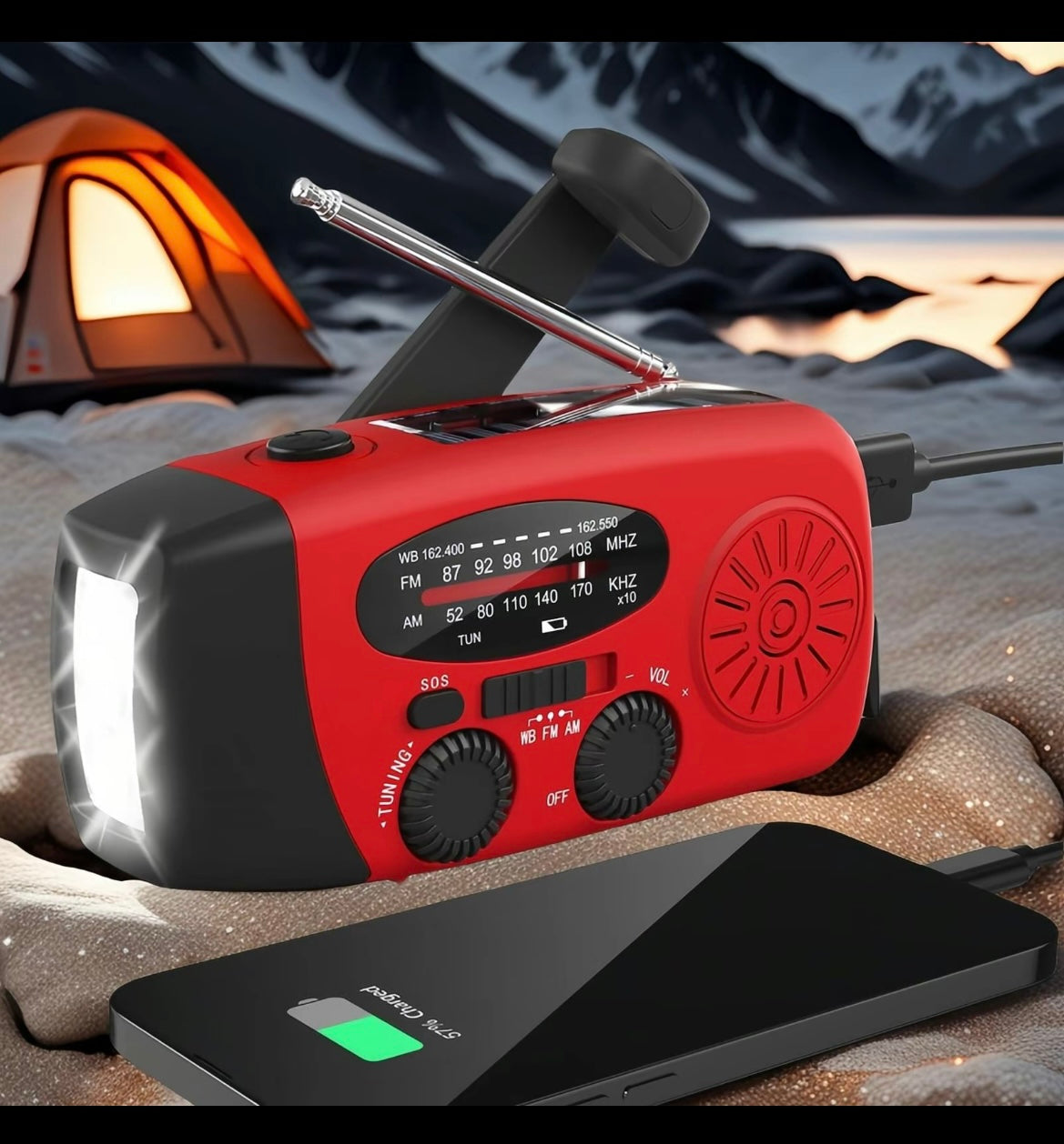 Radio de carga solar/manivela/USB