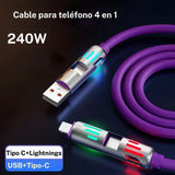 Cable usb tipo c a tipo c 4en1 de 240w