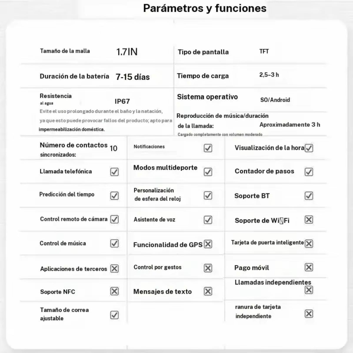 Reloj inteligente pantalla HD 1.7”