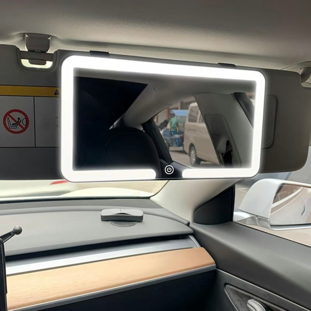 Espejo de maquillaje LED para coche