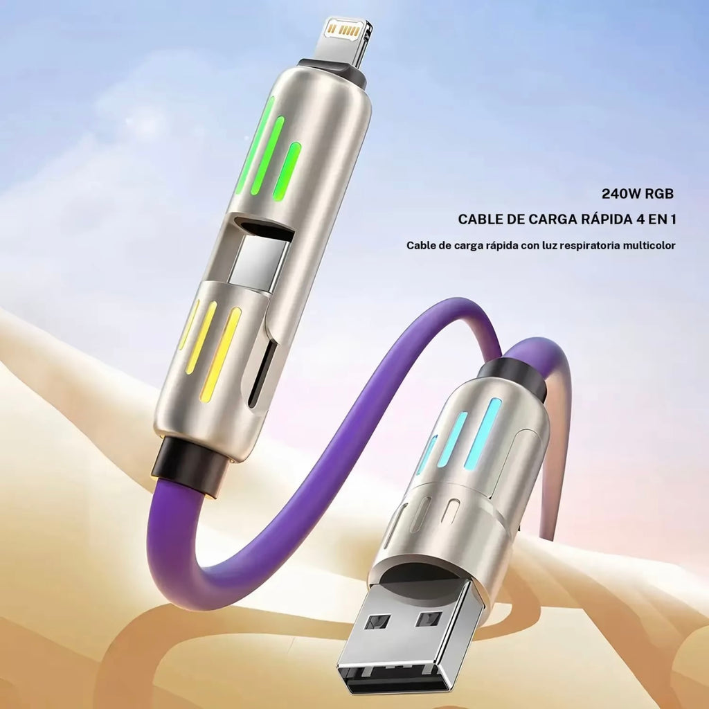 Cable usb tipo c a tipo c 4en1 de 240w