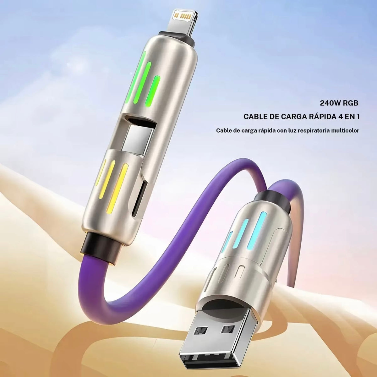 Cable usb tipo c a tipo c 4en1 de 240w