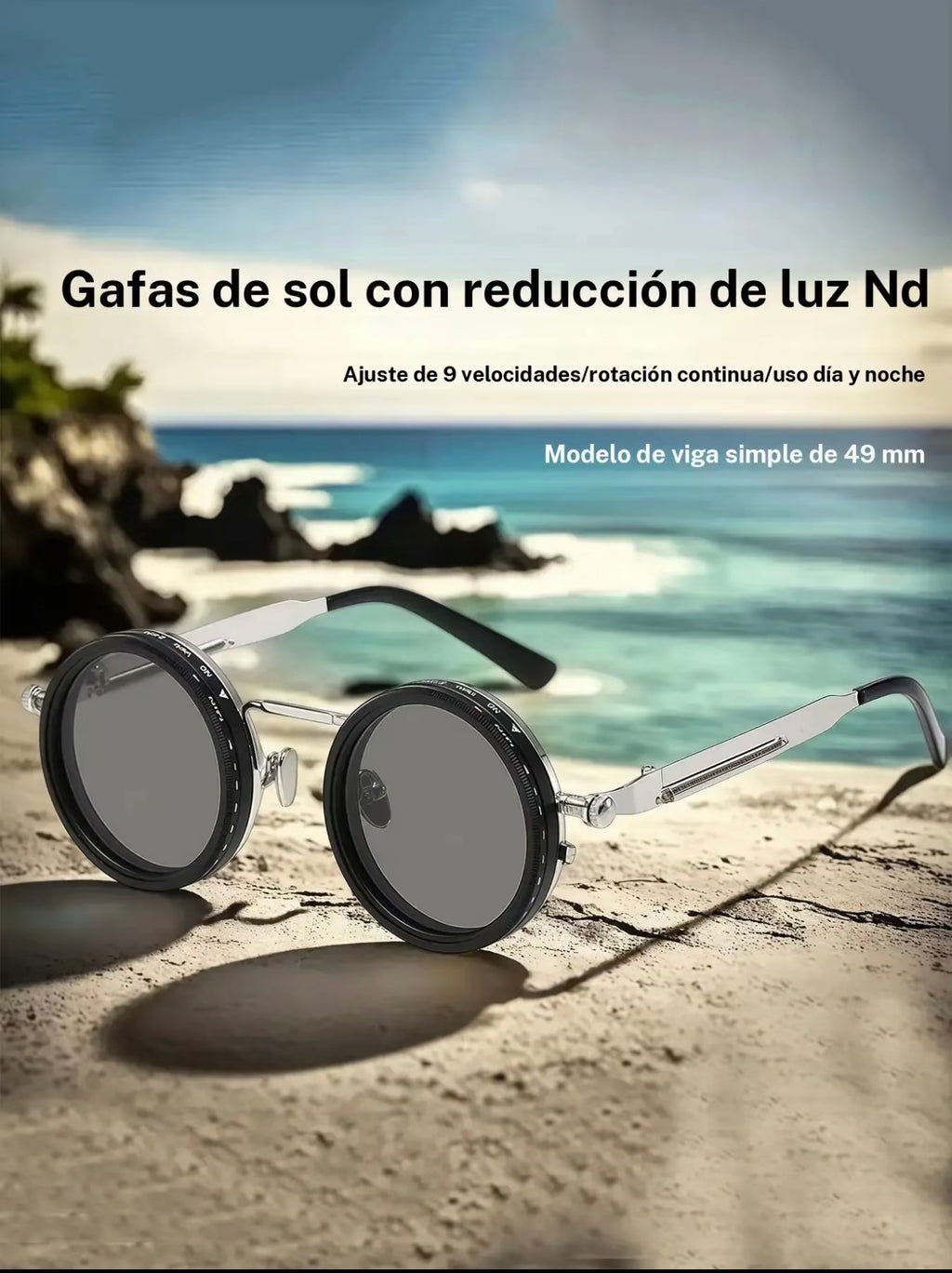 Gafas de sol ajustables 1-9 Gafas de pesca polarizadas redondeadas con lentes de filtro