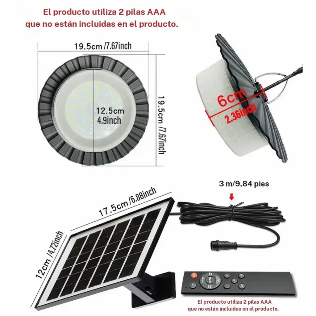 Lámpara solar con 5m cable
