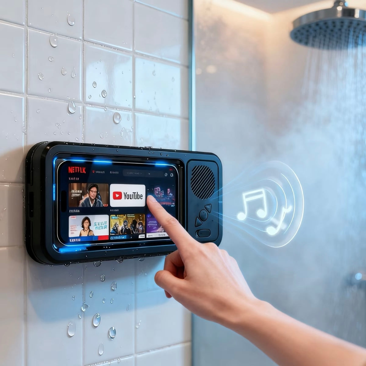 Altavoz caja impermeable, baño impermeable 360 °