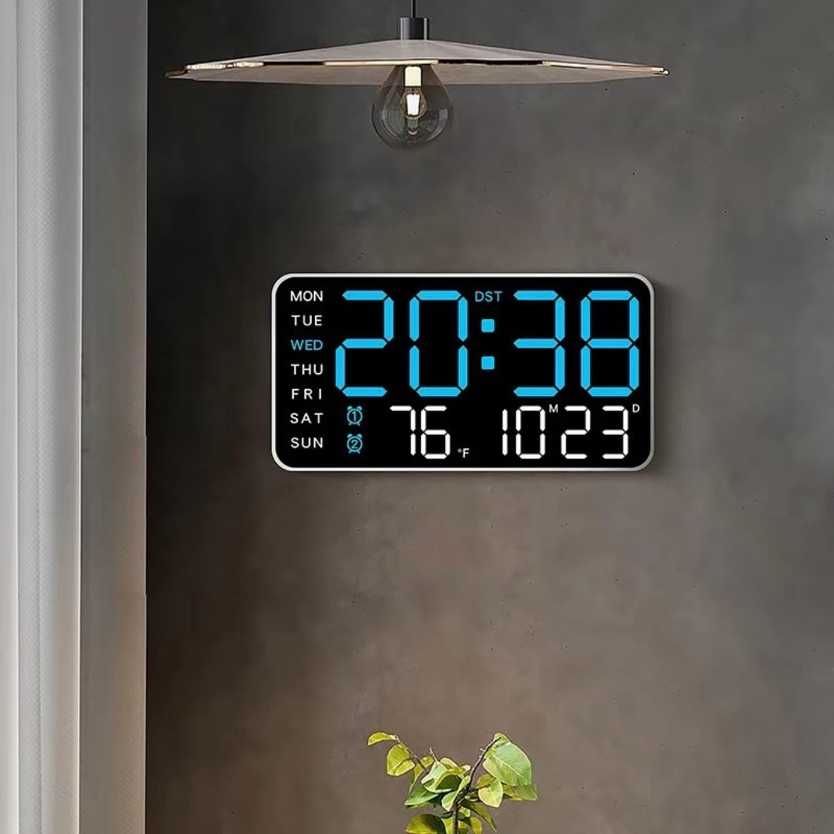 Reloj de pared digital grande con pantalla LED