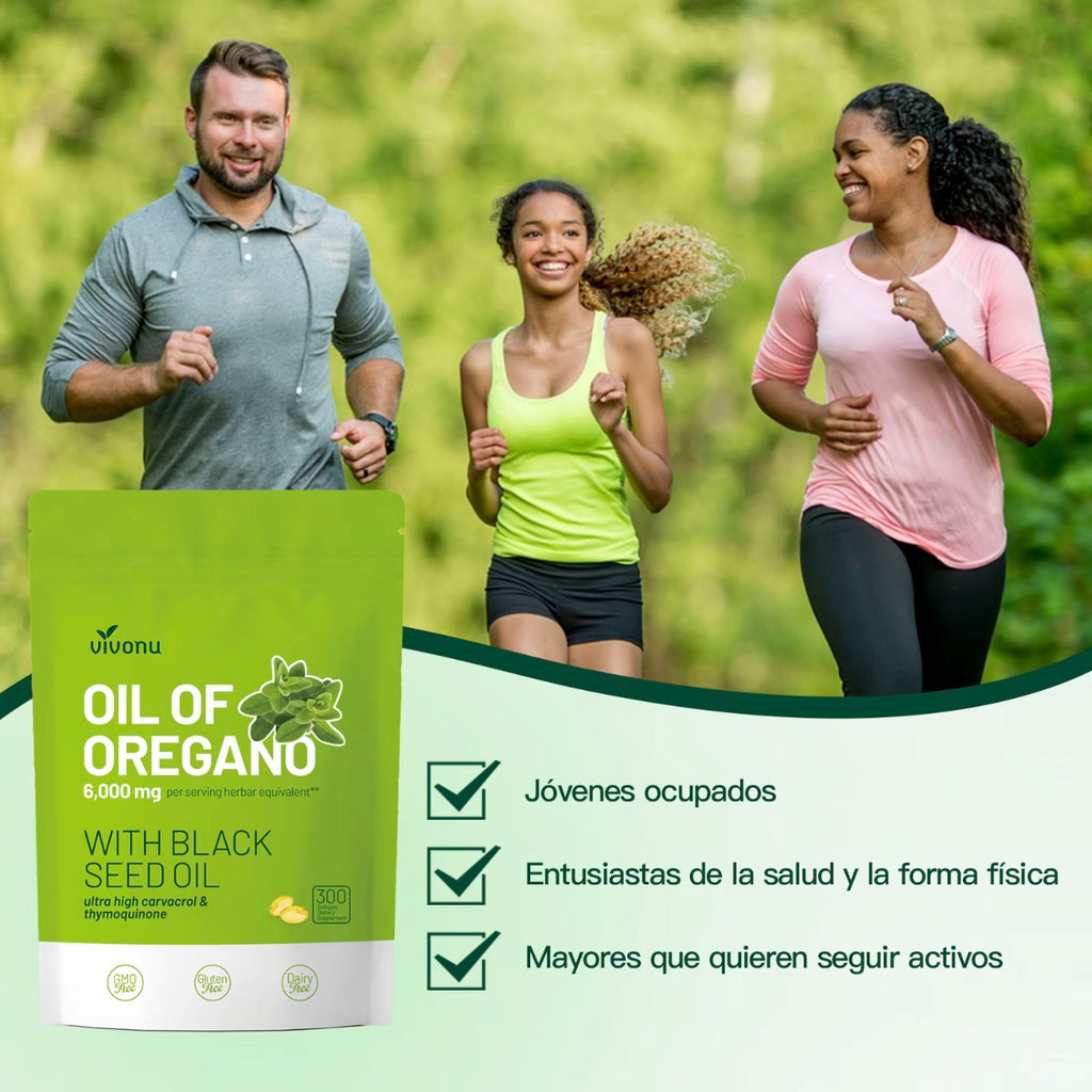 Aceite de orégano 300 cápsulas con aceite. Semilla negra ￼