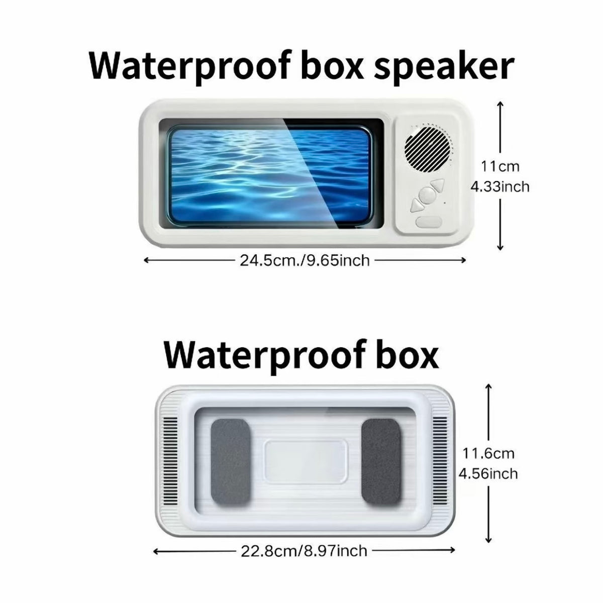 Altavoz caja impermeable, baño impermeable 360 °