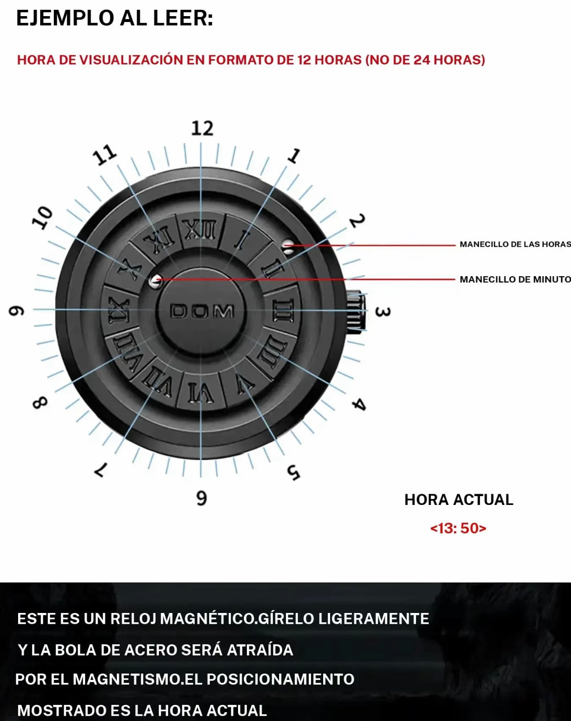 Reloj magnético de cuarzo