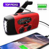 Radio de carga solar y manivela