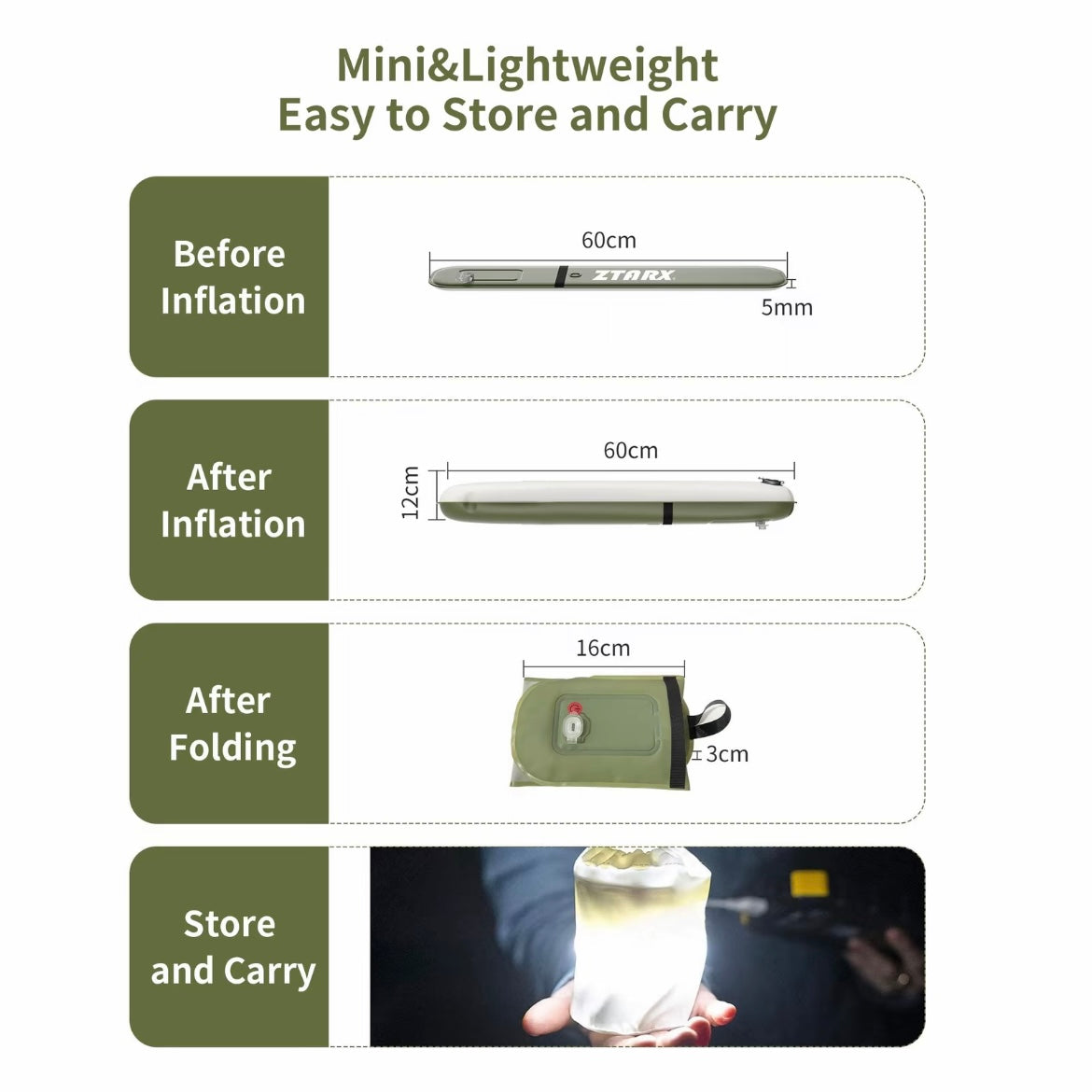 Luz inflable plegable