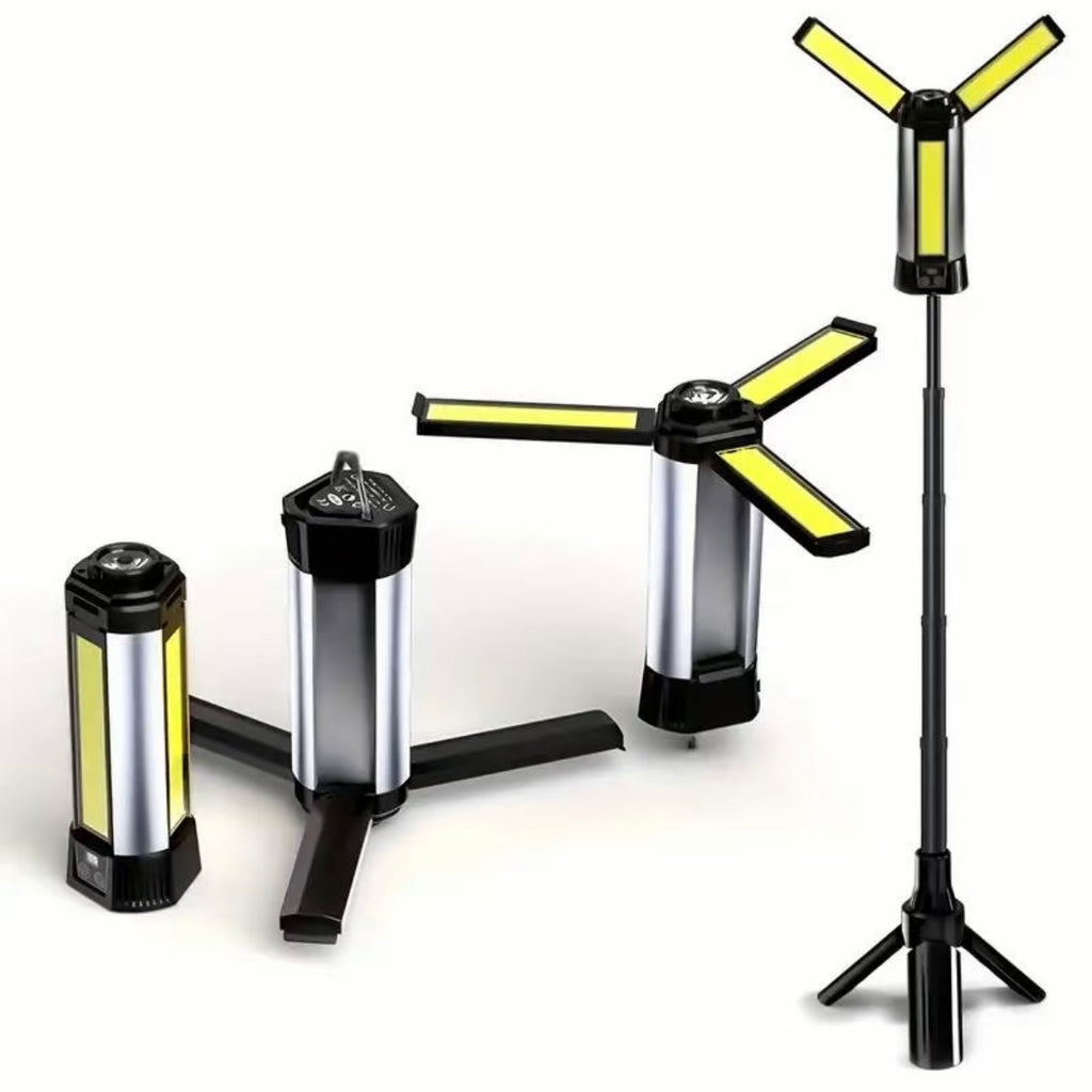 Luz camping con trípode