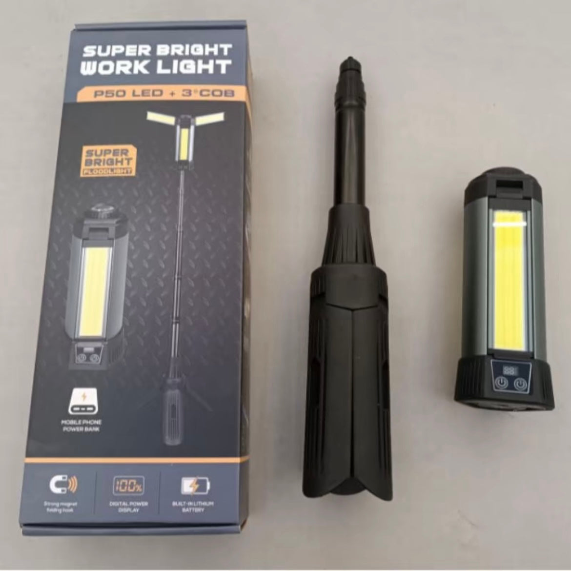 Luz camping con trípode