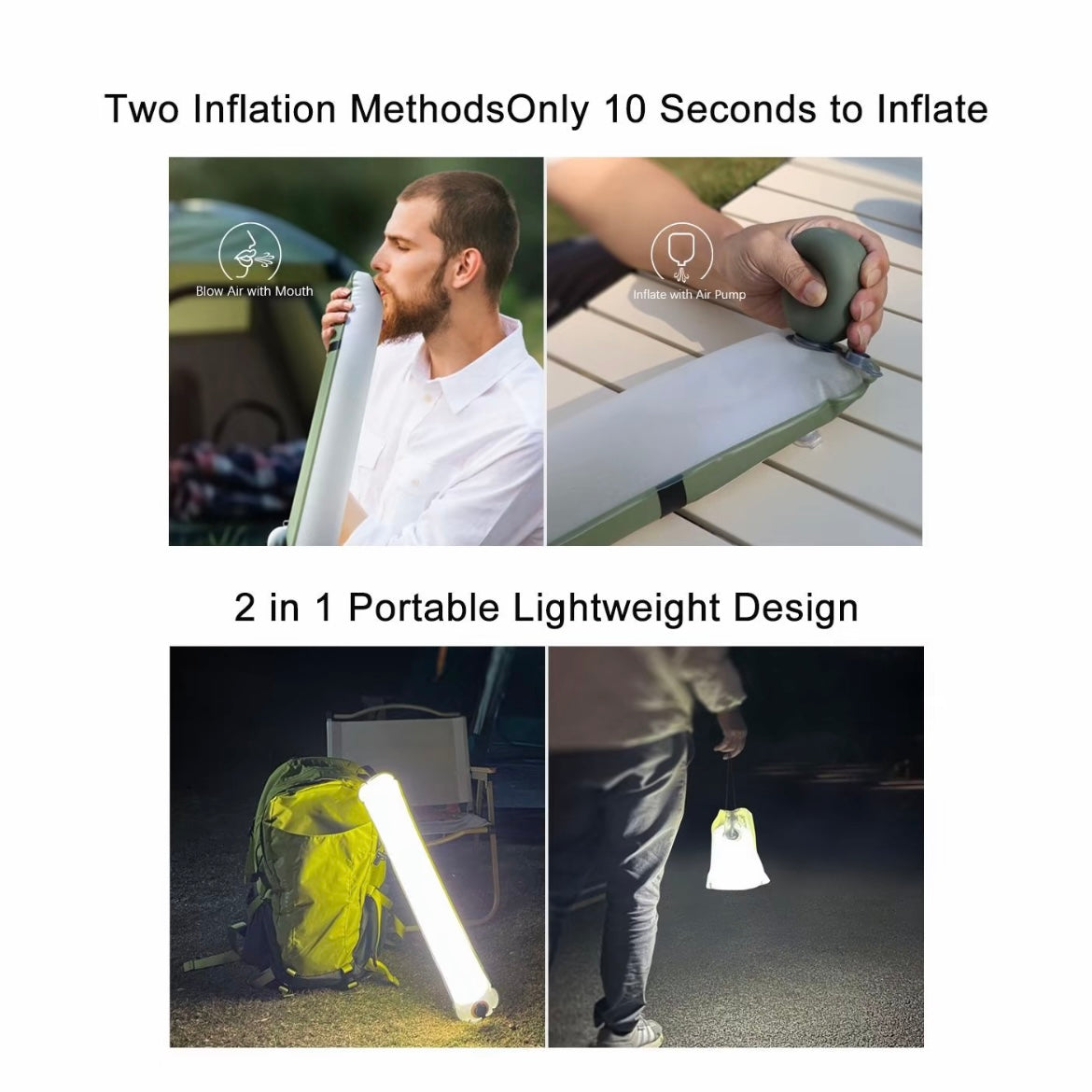 Luz inflable plegable