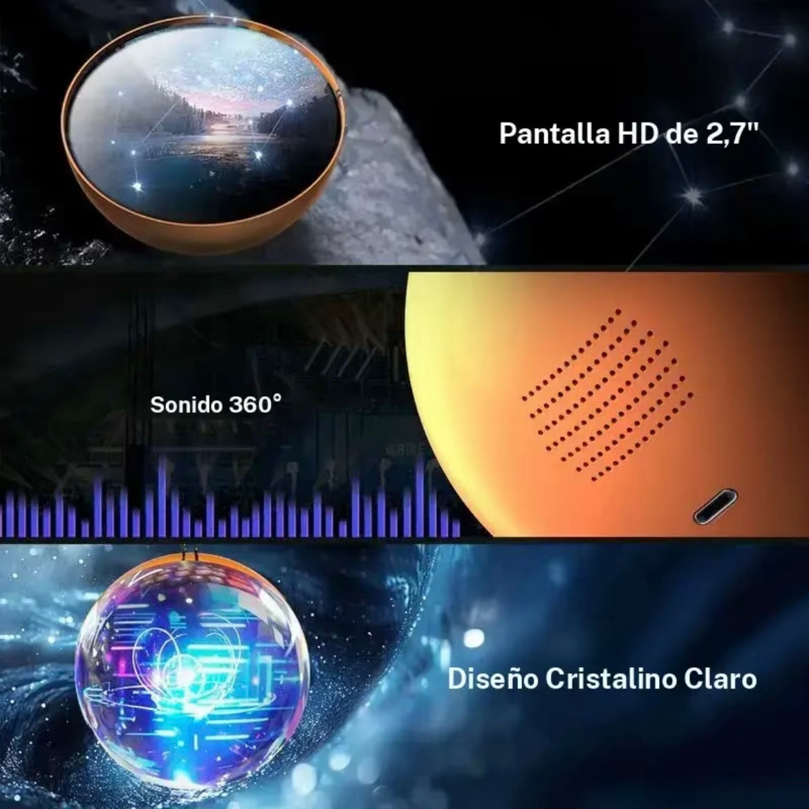 Bola cristal con pantalla 3D