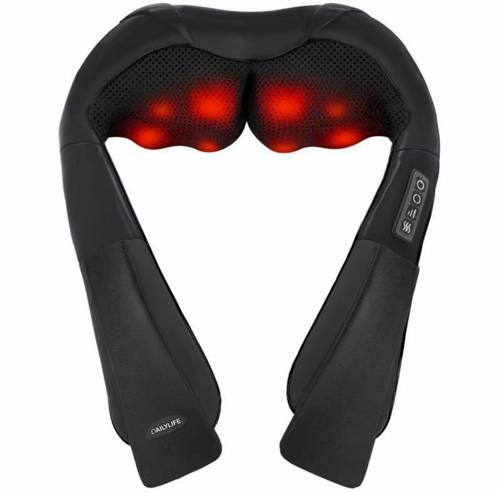Masajeador Shiatsu de cuello y
espalda, almohada de masaje, adecuada para cuello, espalda, hombros, pies, piernas.