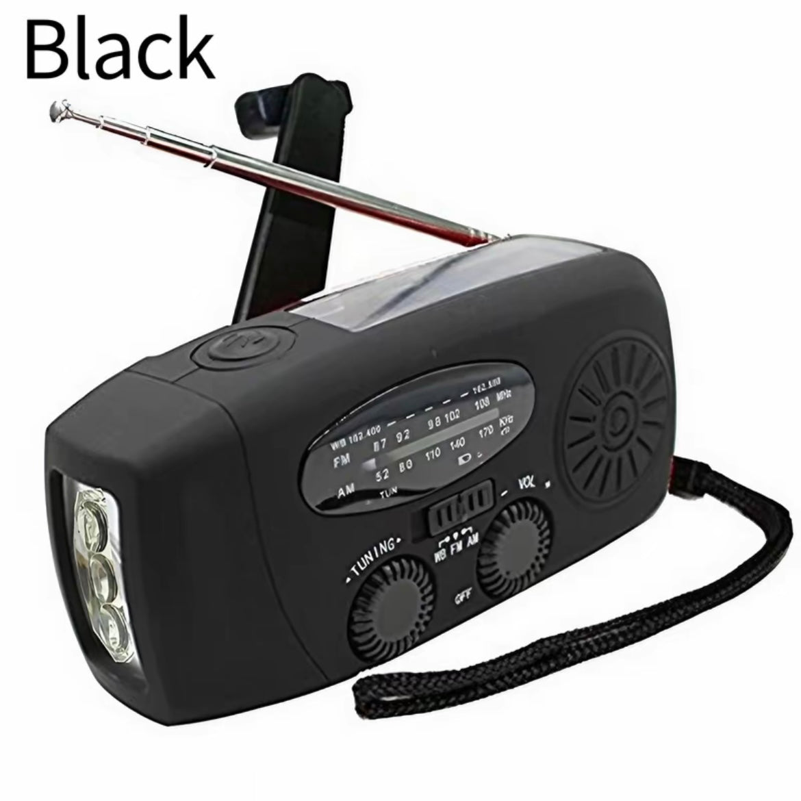 Radio de carga solar y manivela