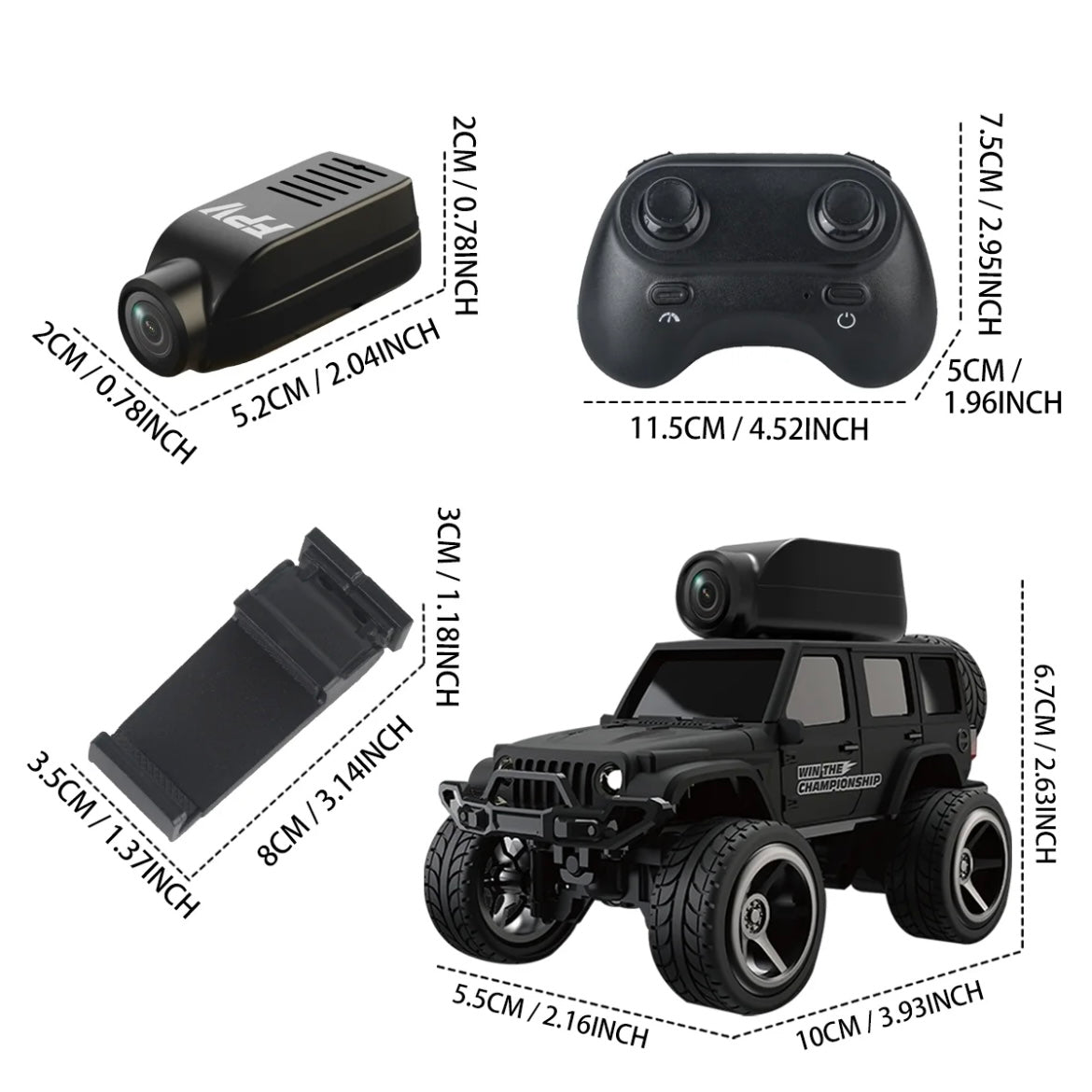 Mini coche con cámara y control remoto