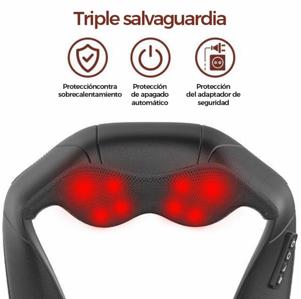 Masajeador Shiatsu de cuello y
espalda, almohada de masaje, adecuada para cuello, espalda, hombros, pies, piernas.