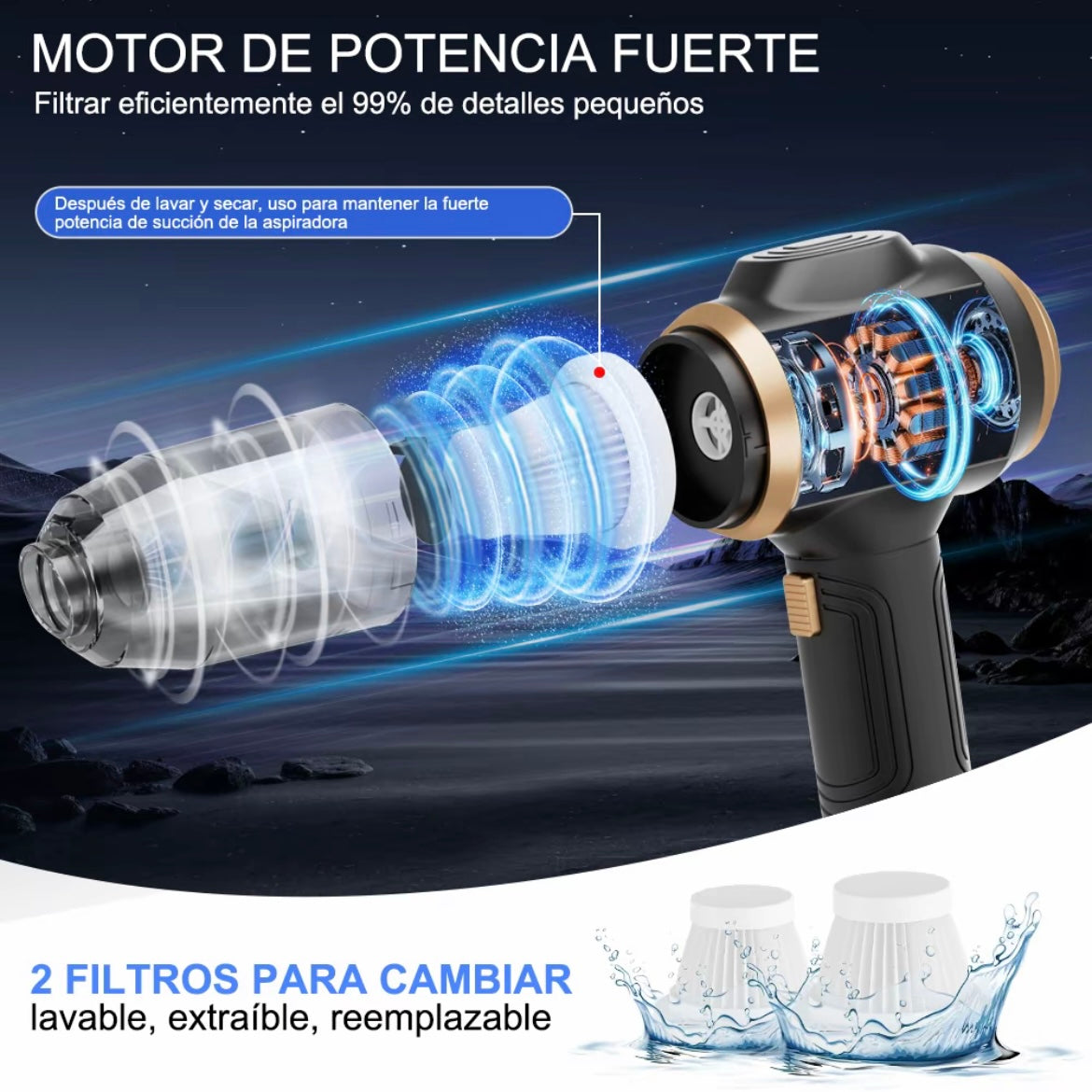 Aspiradora black-dual-filter-cartridge