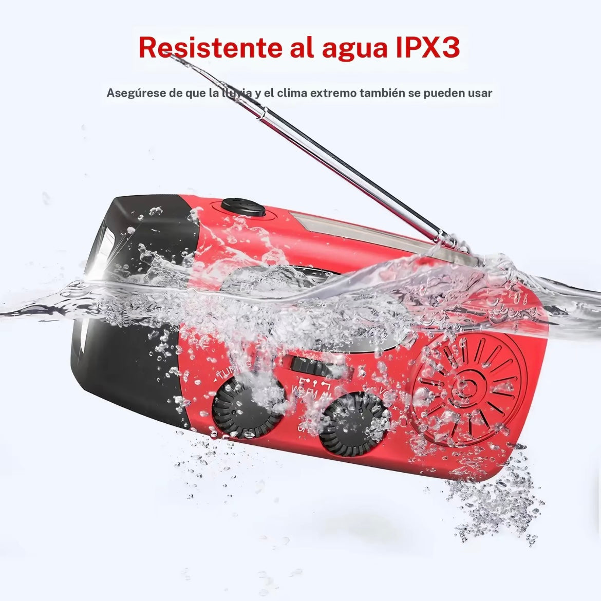 Radio de carga solar y manivela