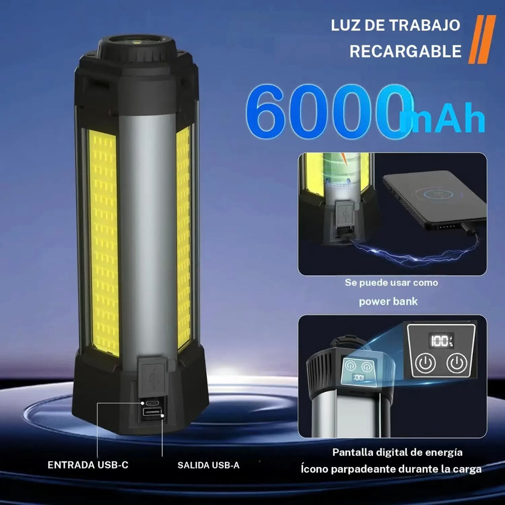 Luz camping con trípode
