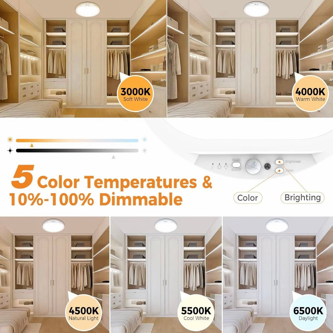 Luz de techo con sensor recargable