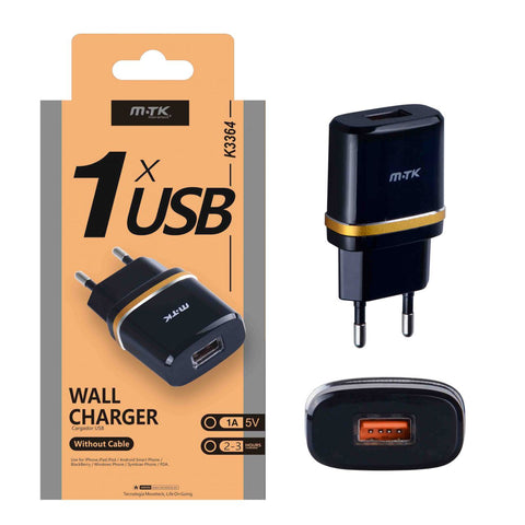 Cargador USB, 1A Negro