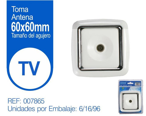 TOMA ANTENA TV Combinada Blanco y Cromo