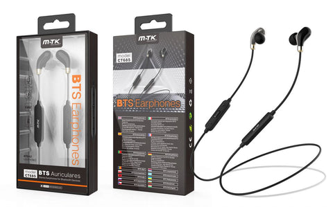 Auriculares Bluetooth Lands con microfono y cable , Negro