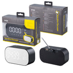 FT859 Altavoz Bluetooth TicTac con Alarma y Termómetro de Pantalla LED, 3W x2 FM/TF/USB/Audio, Negro