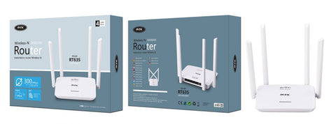 Router de Wifi inalambrico con 4 antenas, 4 Puertos LAN y 1 Puerto WAN, 300 Mbps , Blanco