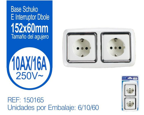 DOBLE BASE SCHUKO Combinada Blanco y Cromo